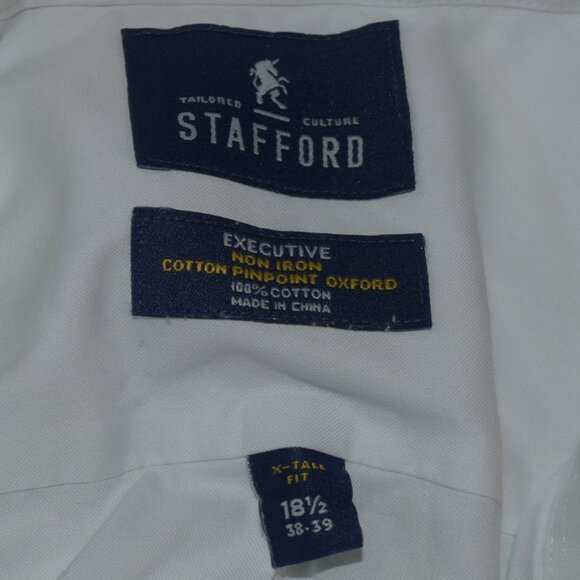 STAFFORD Executive Non-Iron Oxford Mens Sz 18.5 X-Tall 38-39 DRESS SHIRT - Picture 2 of 5